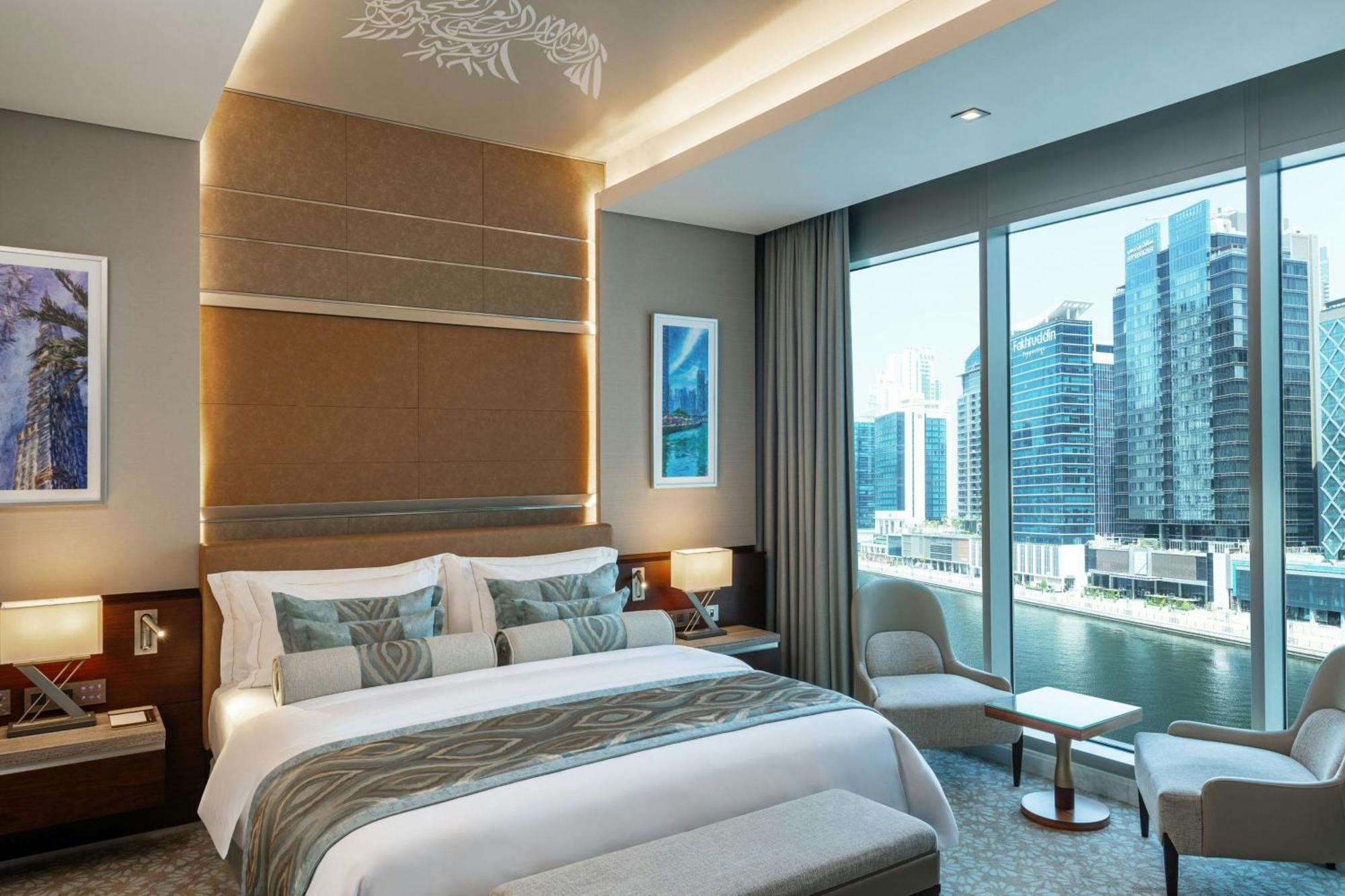One-Bedroom King Suite Canal Bay View Lounge Access complimentary Daily Snacks Evening Cocktail Hour & Canapes Complimentary Shuttle to Dubai Mall Bay Metro Station & Kite Beach